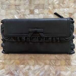 Dkny Black Wallet with Ruffled Detail